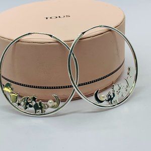 TOUS Large Nocturne Silver Earrings with Pearl Sterling Silver